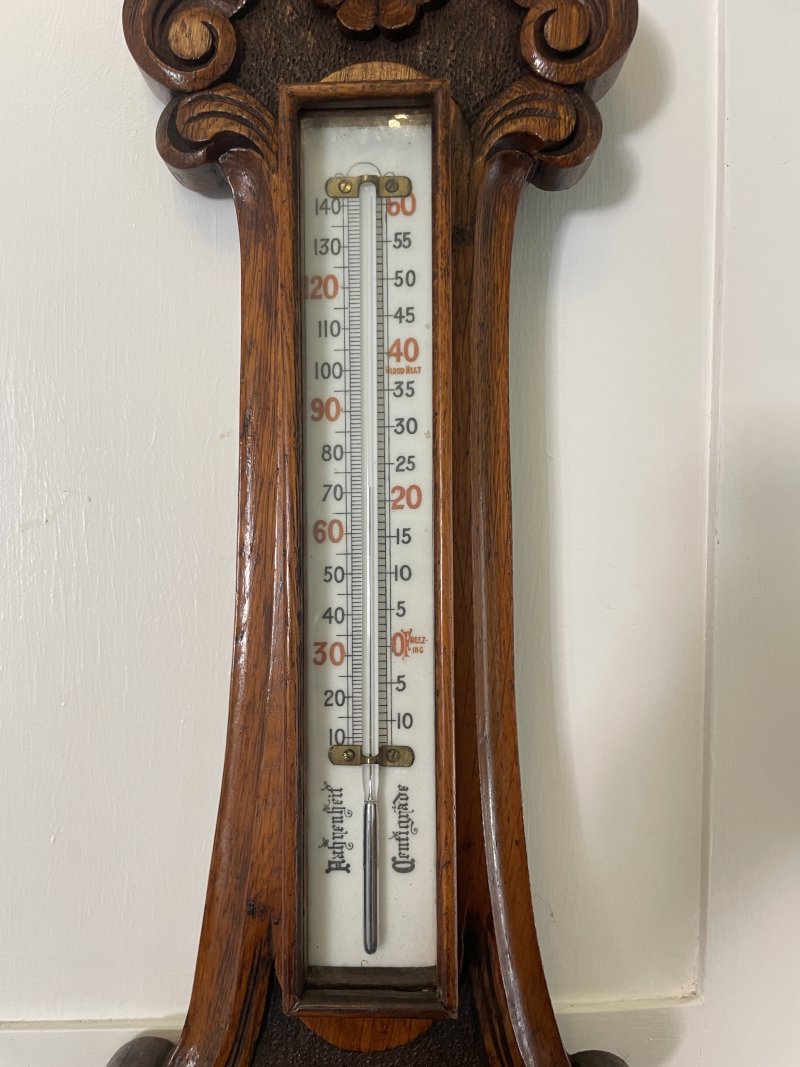 Antique Victorian Quality Carved Oak Banjo Barometer - Image 6